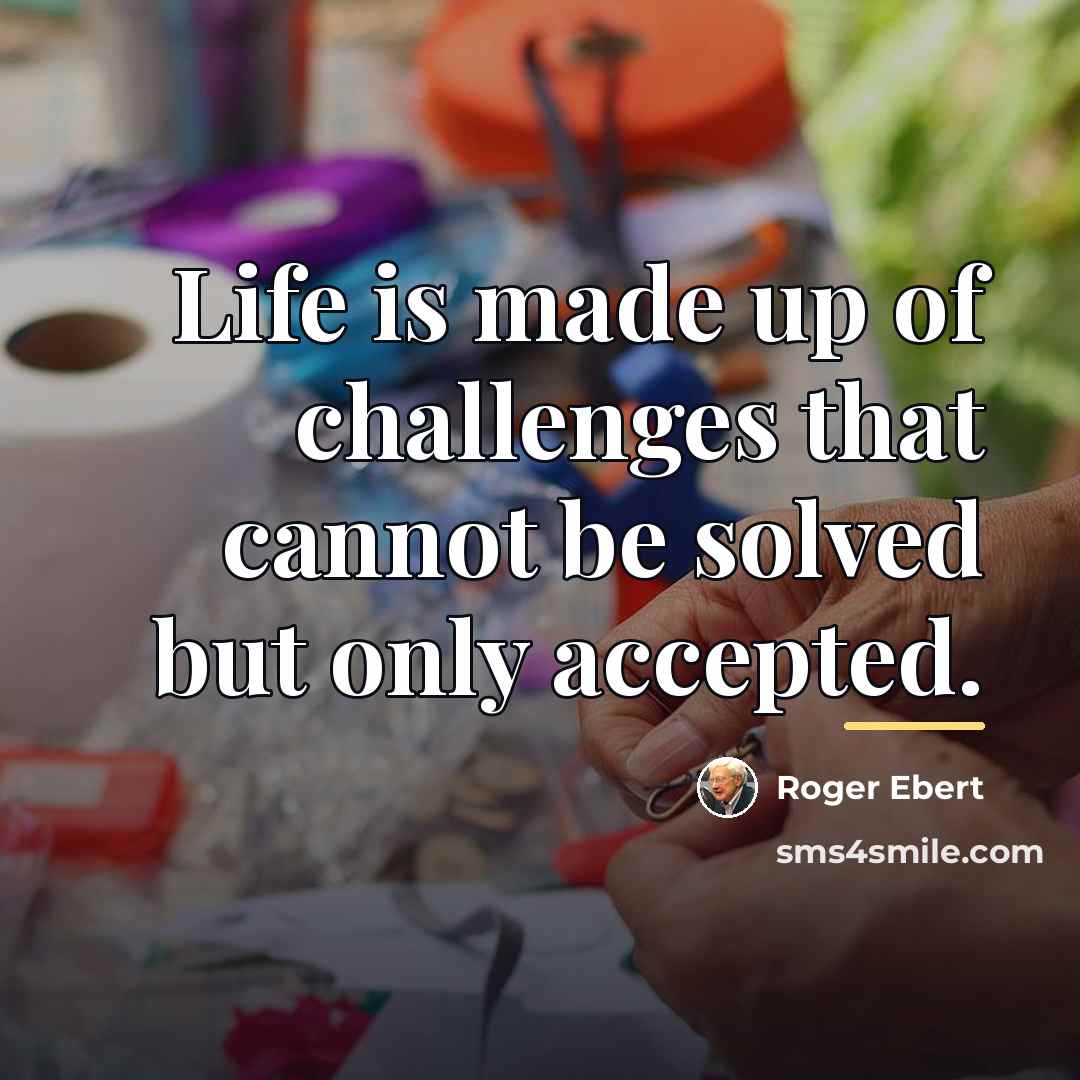 “Life is made up of challenges that cannot be solved…” quote by Roger Ebert