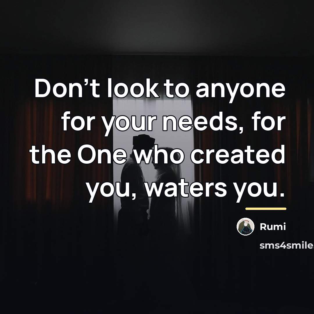 “Don't look to anyone for your needs, for the One…” quote by Rumi