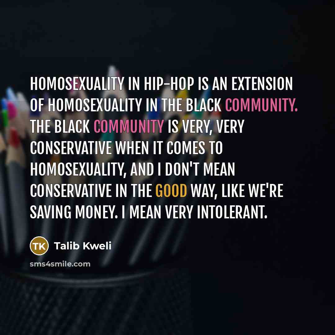 “Homosexuality in hip-hop is an extension of homosexuality in the…” quote by Talib Kweli