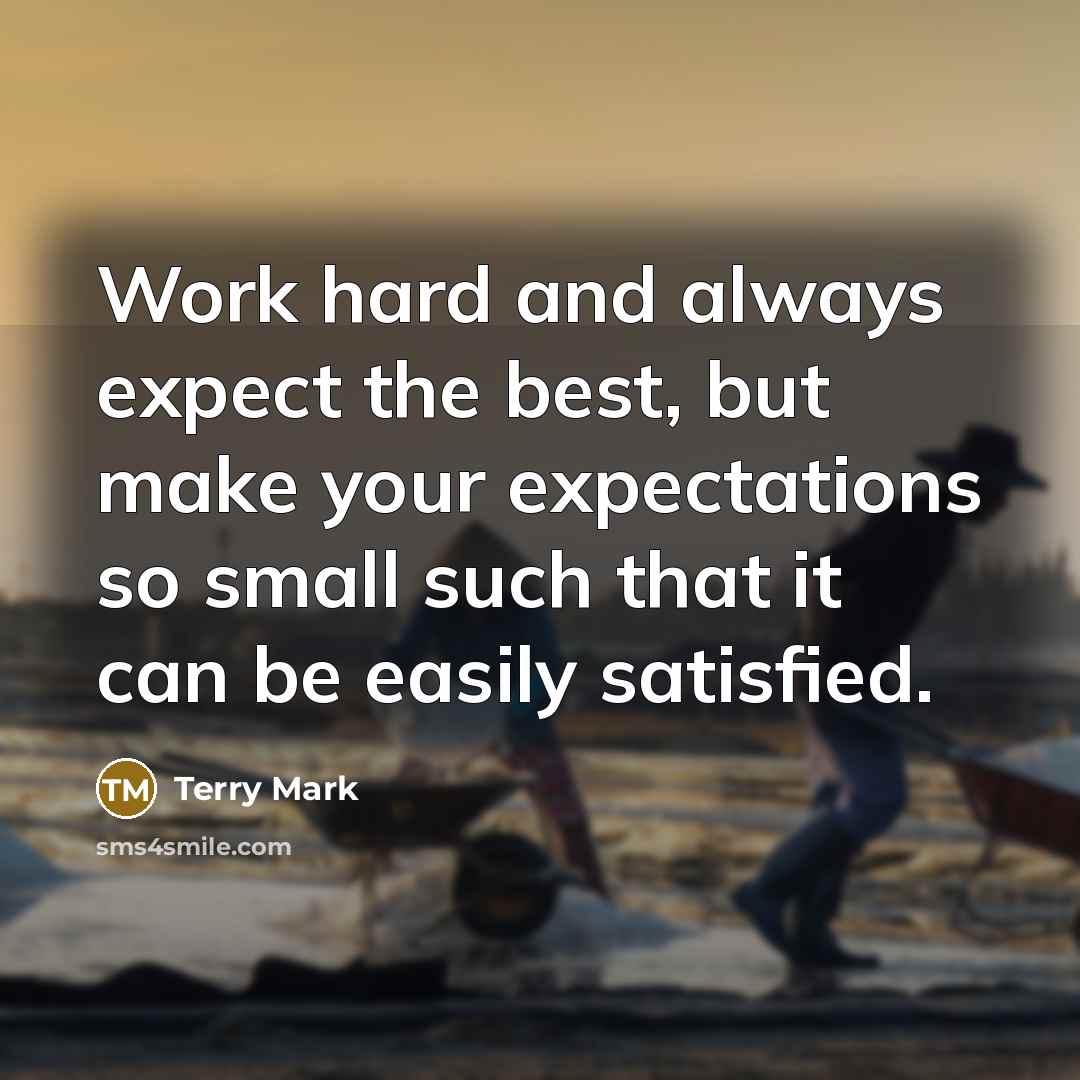 “Work hard and always expect the best, but make your…” quote by Terry Mark