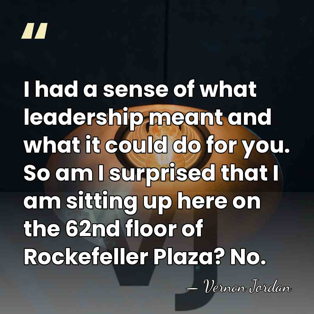 I had a sense of what leadership meant and what it could&hellip; - Vernon Jordan