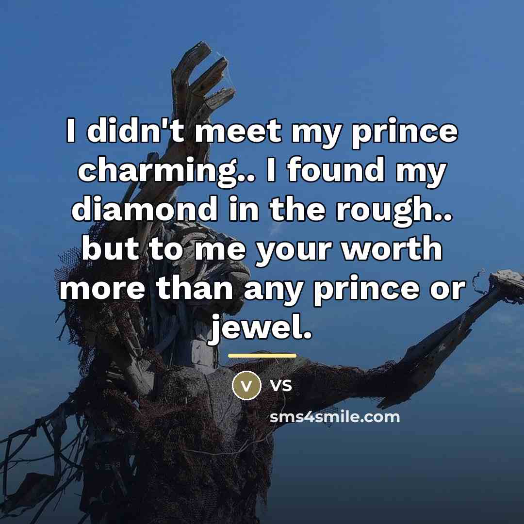 “I didn't meet my prince charming.. I found my diamond…” quote by Vs