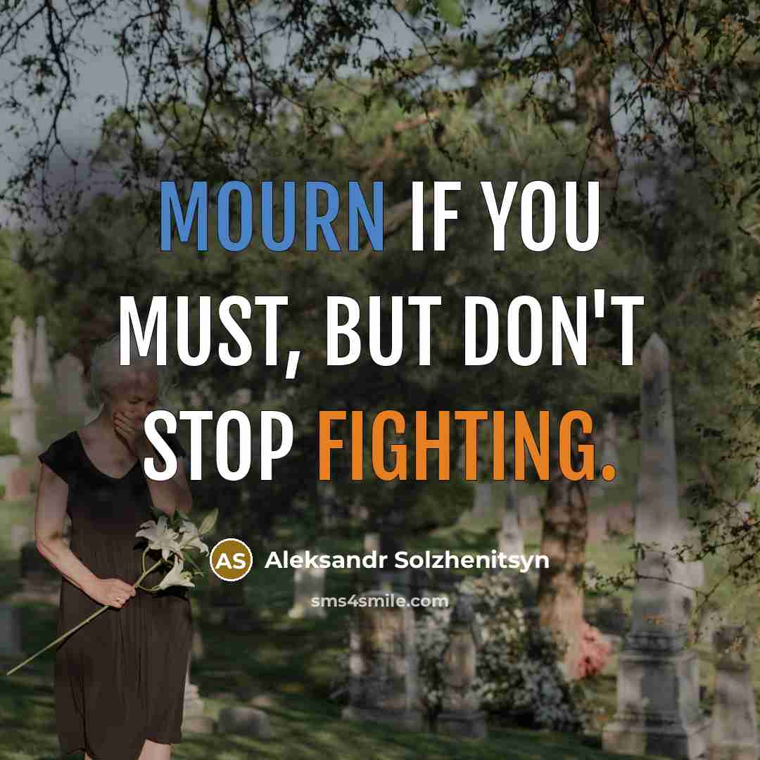 “Mourn if you must, but don't stop fighting.…” quote by Aleksandr Solzhenitsyn