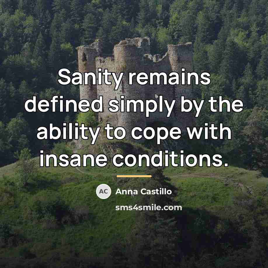 “Sanity remains defined simply by the ability to cope with…” quote by Anna Castillo
