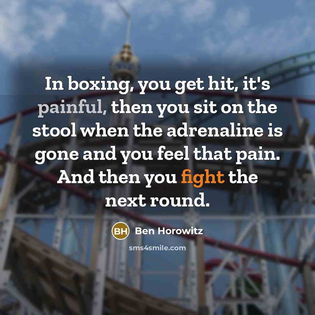 “In boxing, you get hit, it's painful, then you sit…” quote by Ben Horowitz