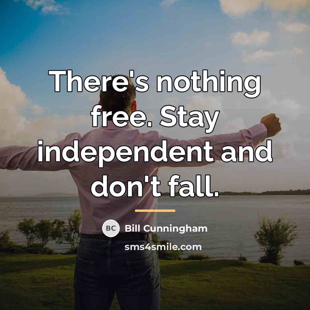 “There's nothing free. Stay independent and don't fall.…” quote by Bill Cunningham