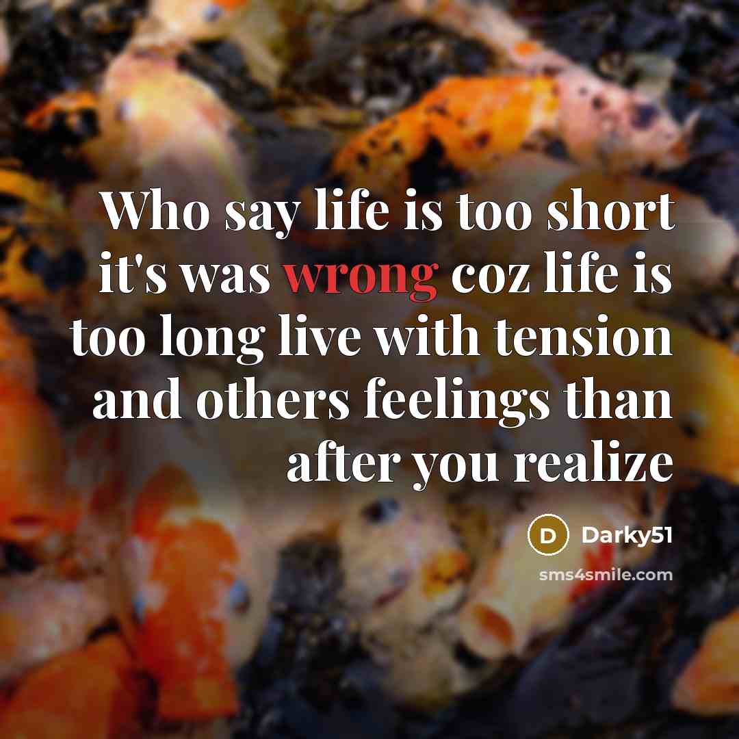“Who say life is too short it's was wrong coz life is too long live with tension and others feelings than after you realize” quote by Darky51