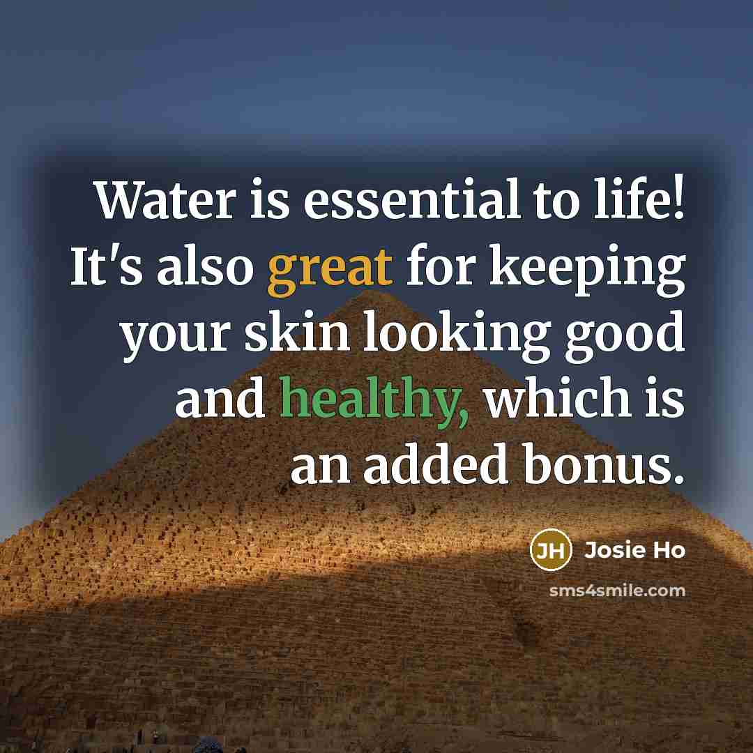 “Water is essential to life! It's also great for keeping…” quote by Josie Ho