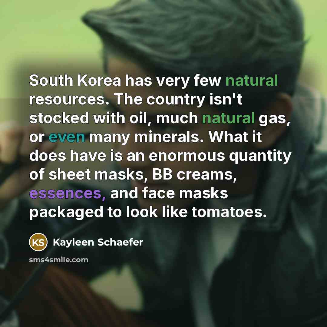 “South Korea has very few natural resources. The country isn't…” quote by Kayleen Schaefer