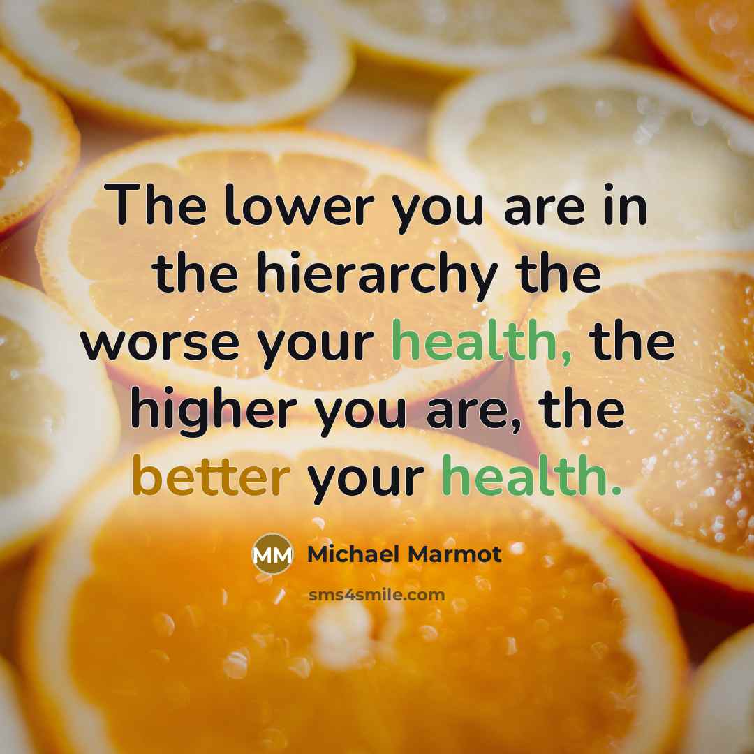 “The lower you are in the hierarchy the worse your…” quote by Michael Marmot