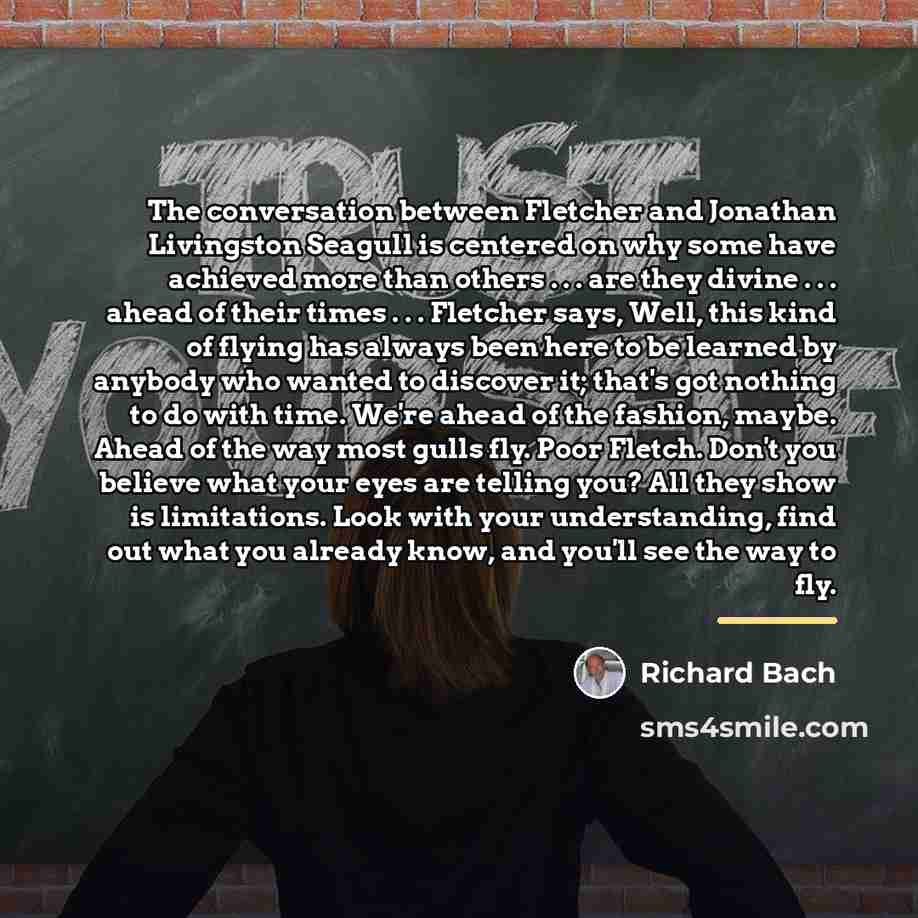 “The conversation between Fletcher and Jonathan Livingston Seagull is centered…” quote by Richard Bach