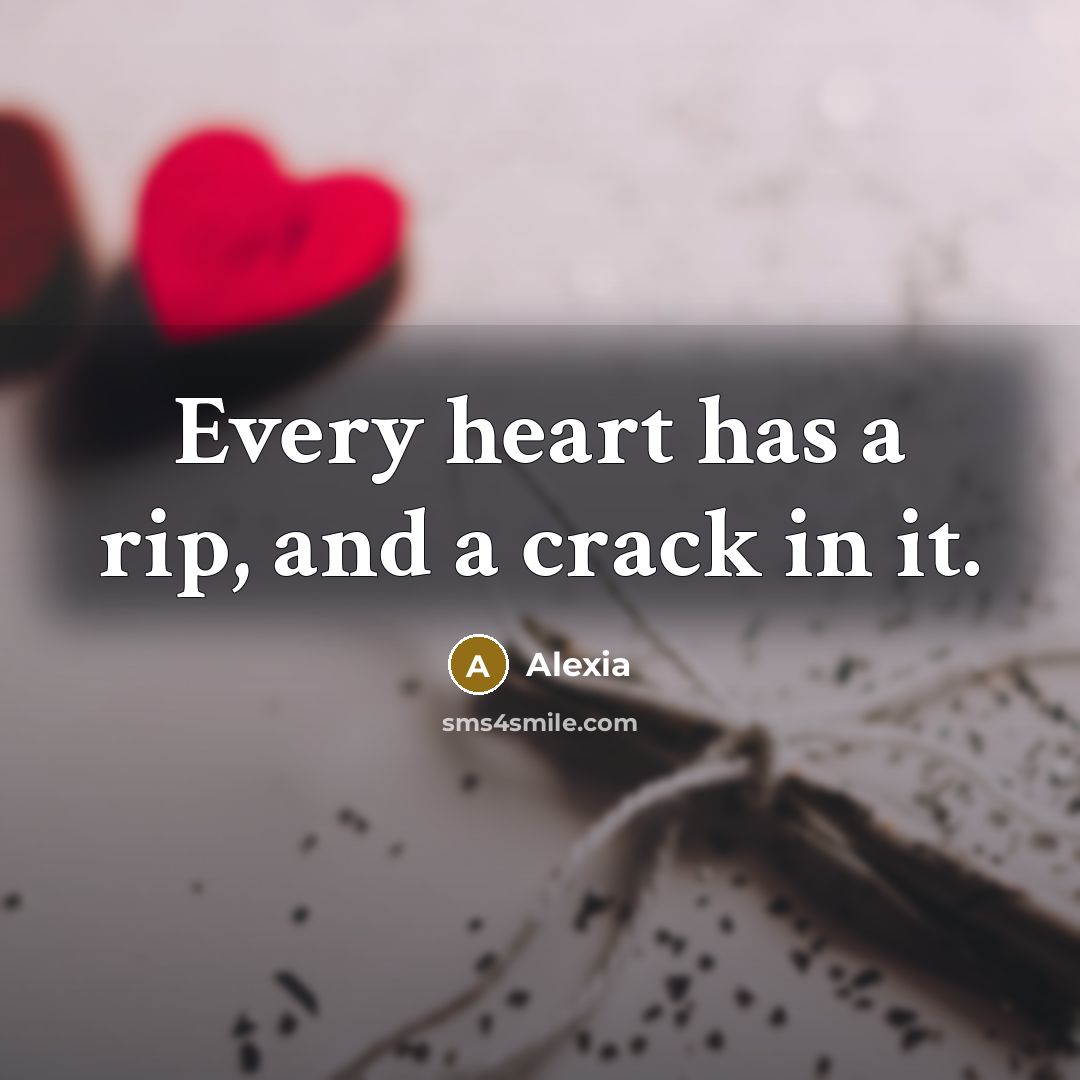“Every heart has a rip, and a crack in it.” quote by Alexia