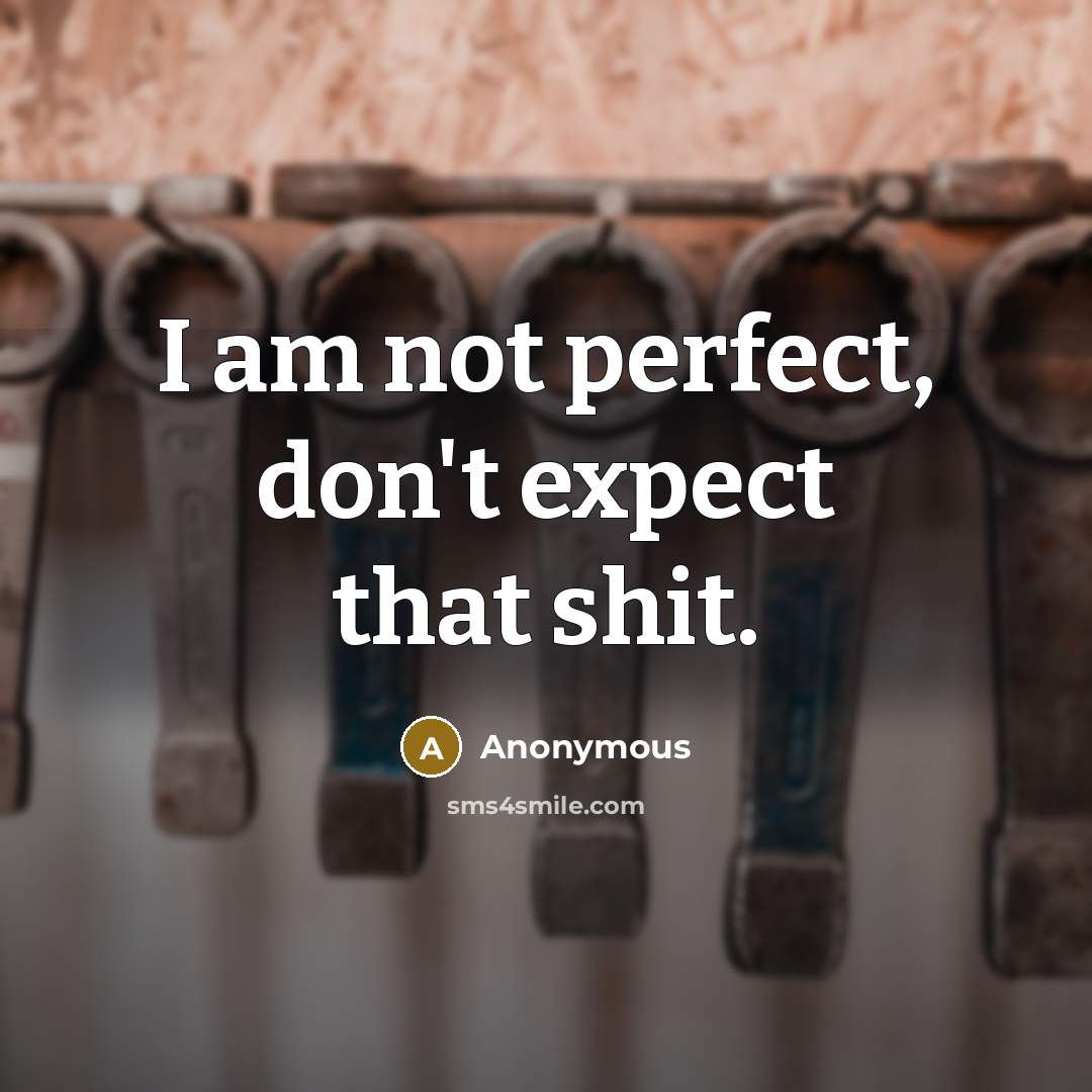 “I am not perfect, don't expect that shit.…” quote by Anonymous