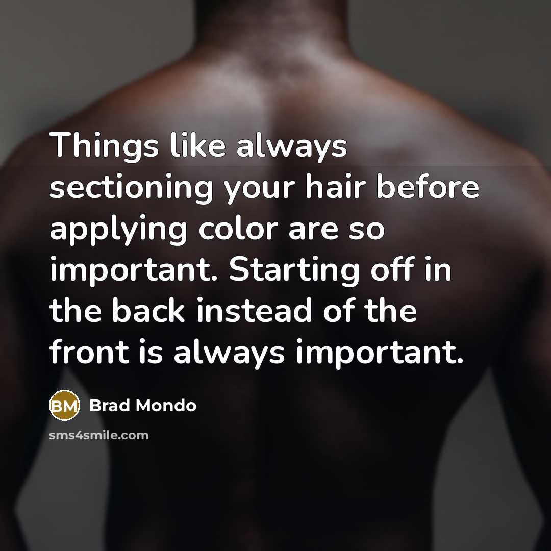 “Things like always sectioning your hair before applying color are…” quote by Brad Mondo