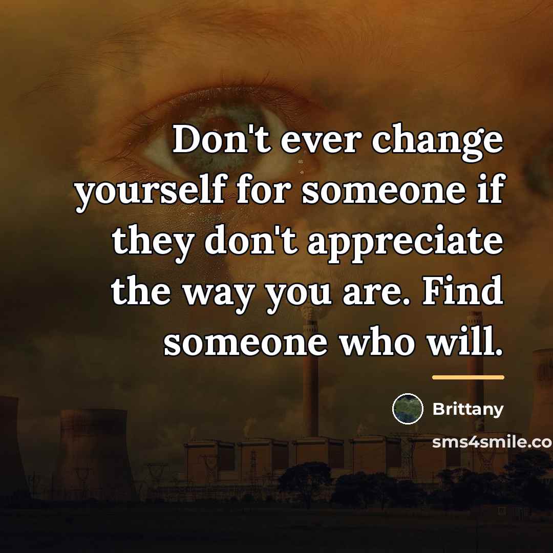 “Don't ever change yourself for someone if they don't appreciate…” quote by Brittany