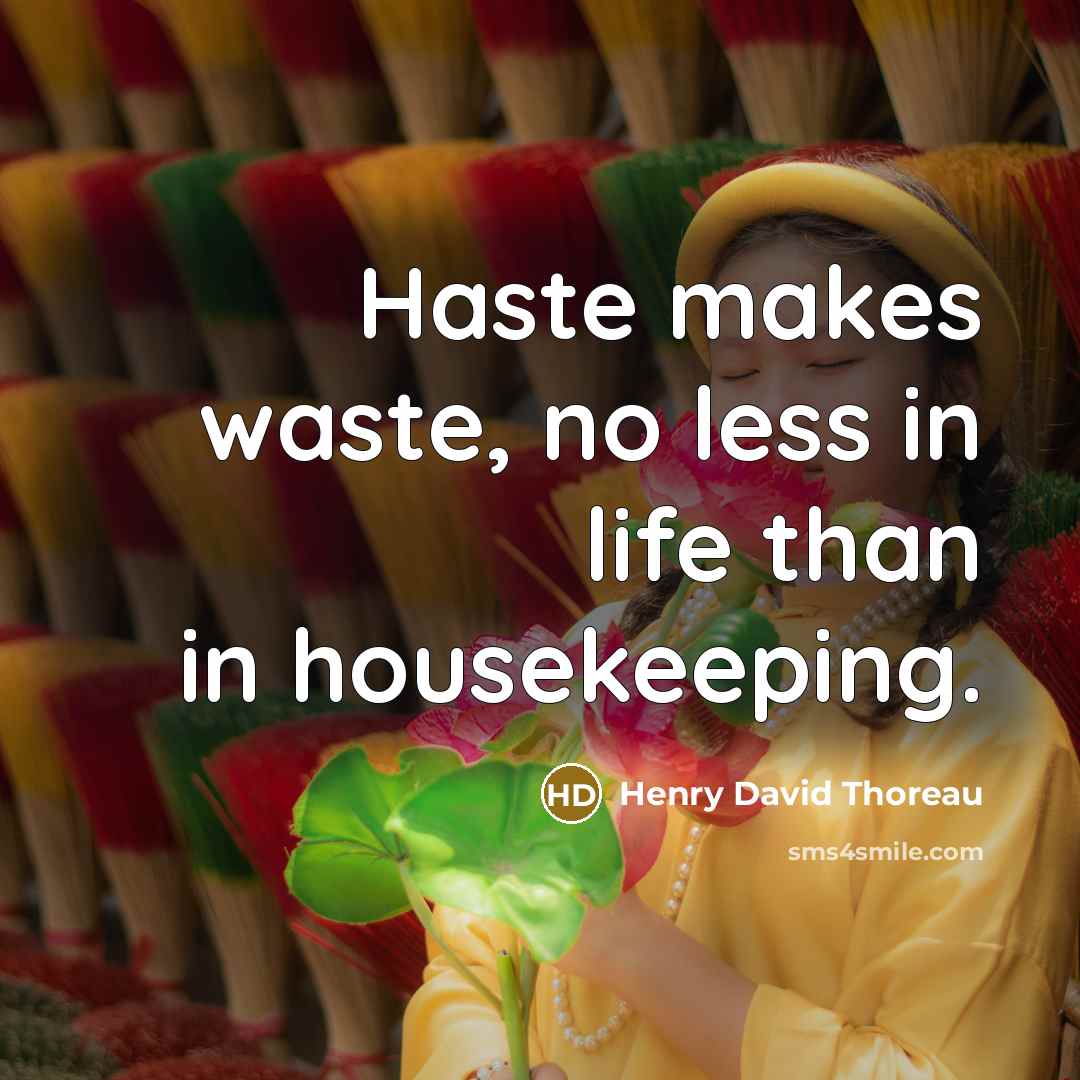 “Haste makes waste, no less in life than in housekeeping.…” quote by Henry David Thoreau
