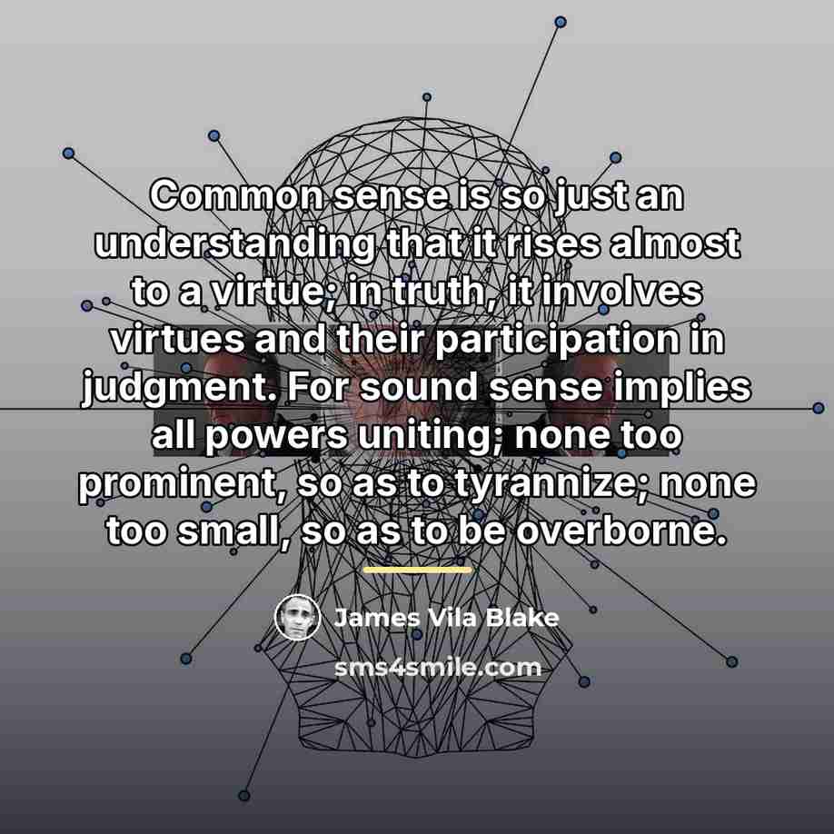 “Common sense is so just an understanding that it rises…” quote by James Vila Blake