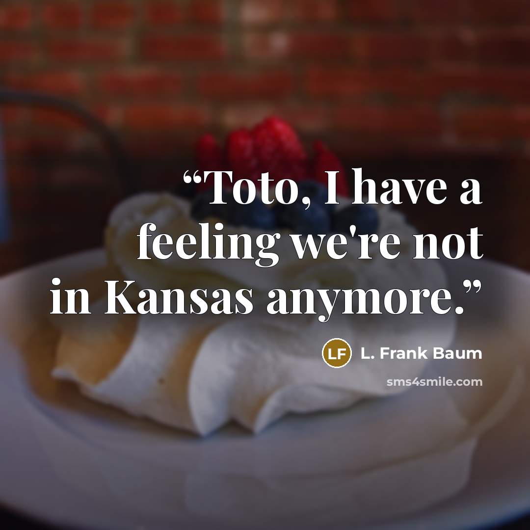 “Toto, I have a feeling we're not in Kansas anymore.” quote by L. Frank Baum