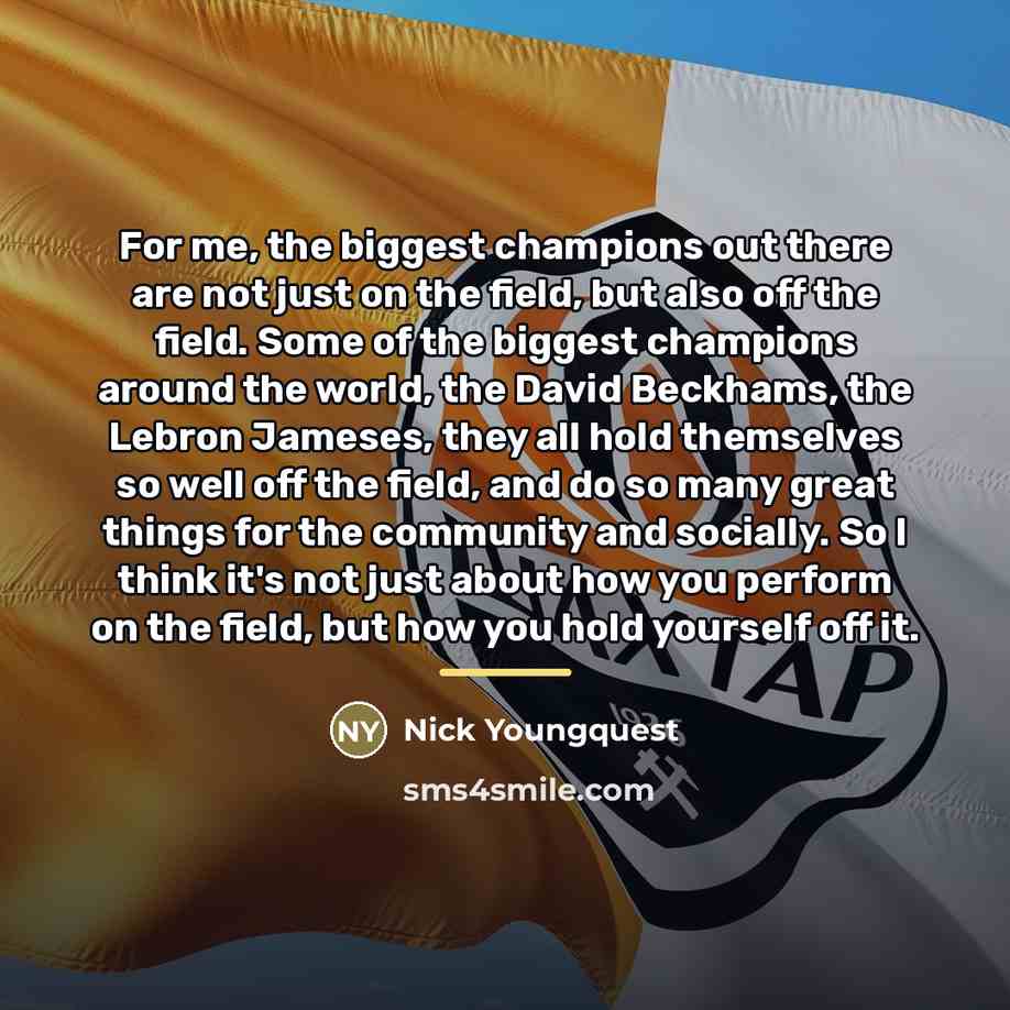“For me, the biggest champions out there are not just…” quote by Nick Youngquest