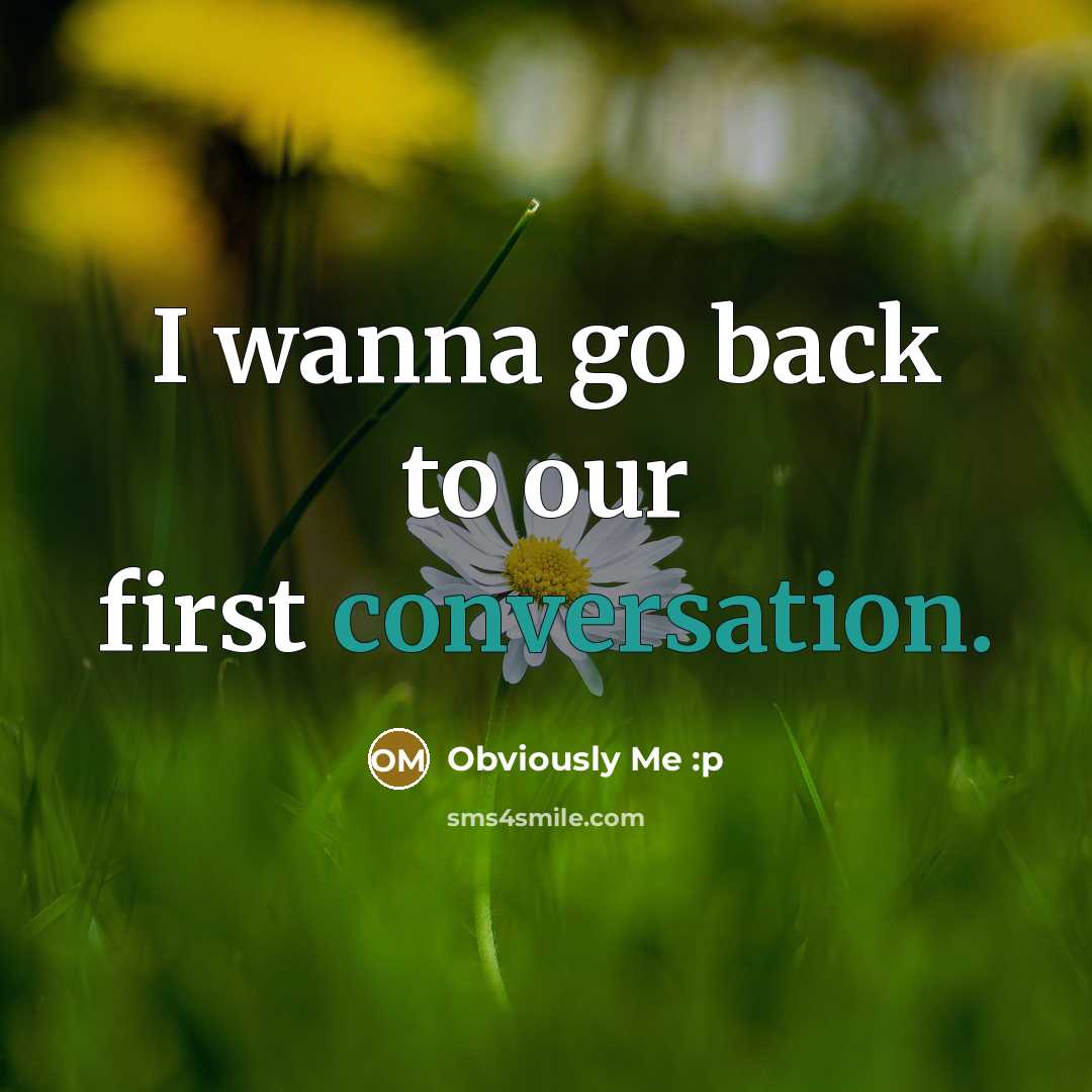 “I wanna go back to our first conversation.…” quote by Obviously Me :p