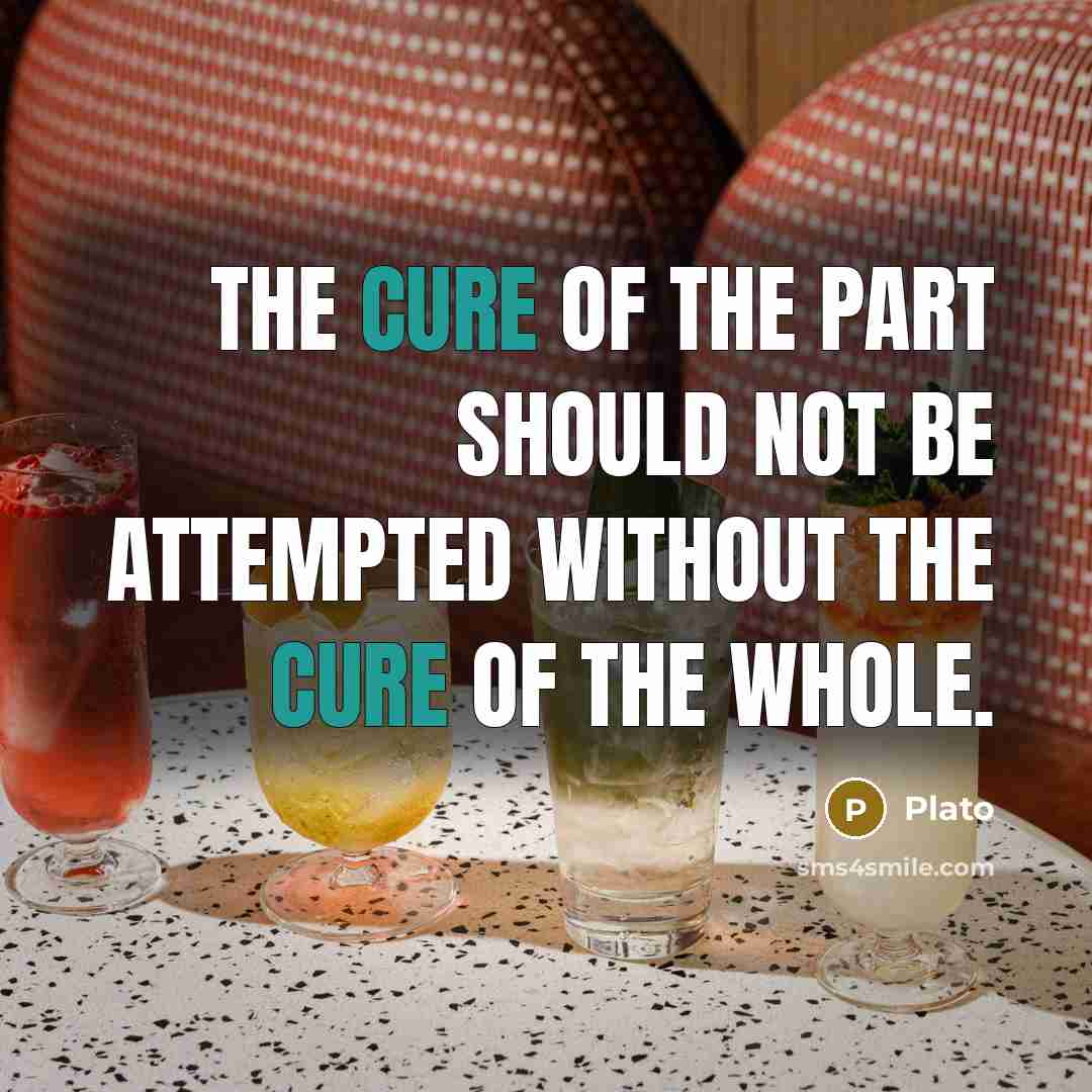 “The cure of the part should not be attempted without…” quote by Plato