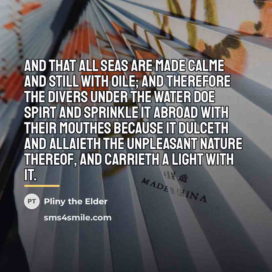 “And that all seas are made calme and still with…” quote by Pliny the Elder