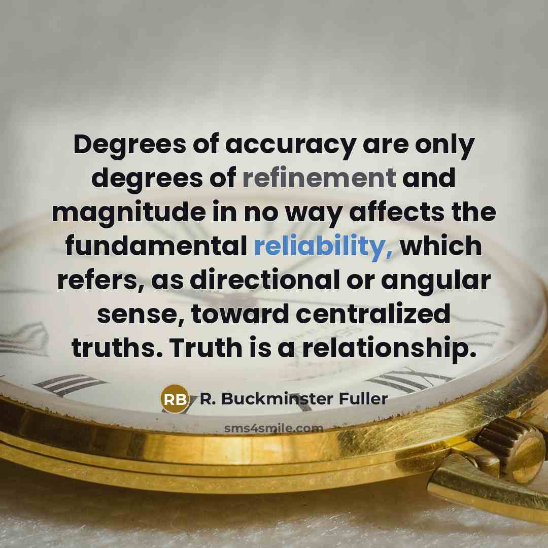 “Degrees of accuracy are only degrees of refinement and magnitude…” quote by R. Buckminster Fuller