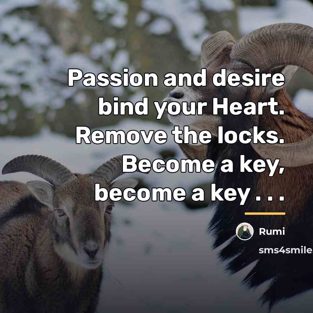 “Passion and desire bind your Heart. Remove the locks. Become…” quote by Rumi