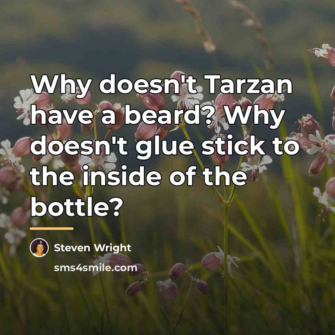 “Why doesn't Tarzan have a beard? Why doesn't glue stick…” quote by Steven Wright