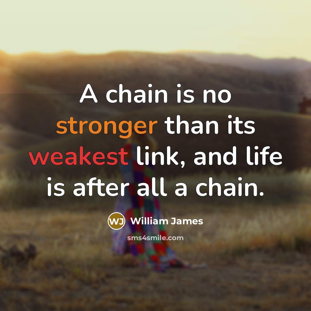 “A chain is no stronger than its weakest link, and life is after all a chain.” quote by William James