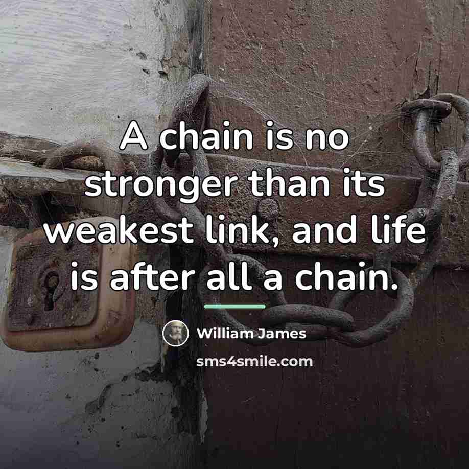 “A chain is no stronger than its weakest link, and…” quote by William James