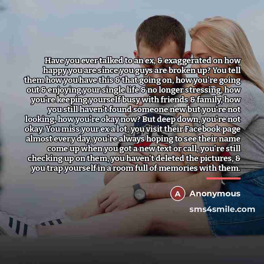 “Have you ever talked to an ex, & exaggerated on…” quote by Anonymous