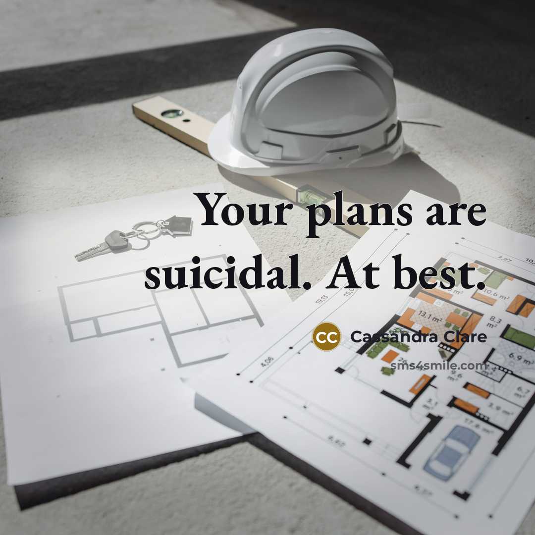 “Your plans are suicidal. At best.…” quote by Cassandra Clare