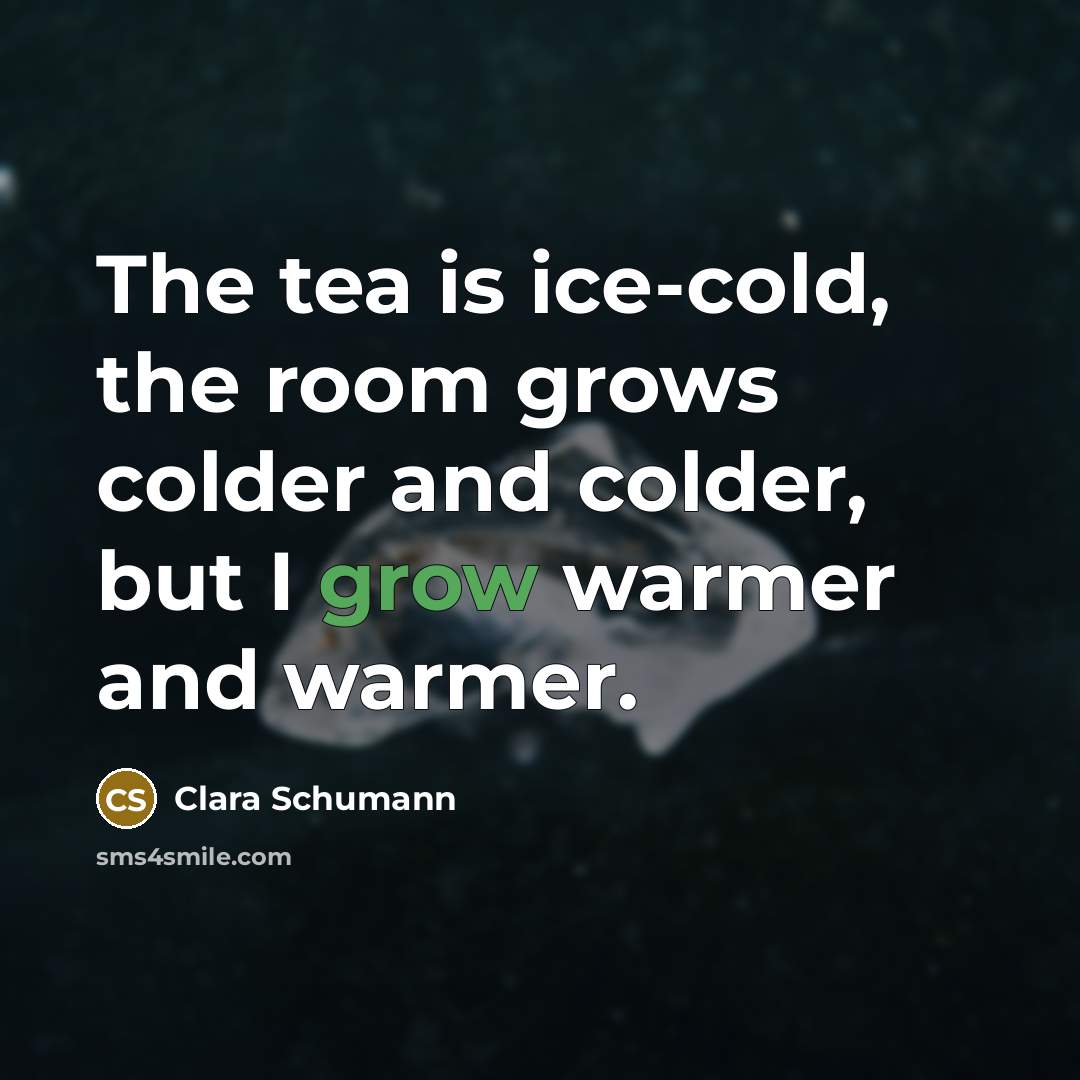“The tea is ice-cold, the room grows colder and colder,…” quote by Clara Schumann