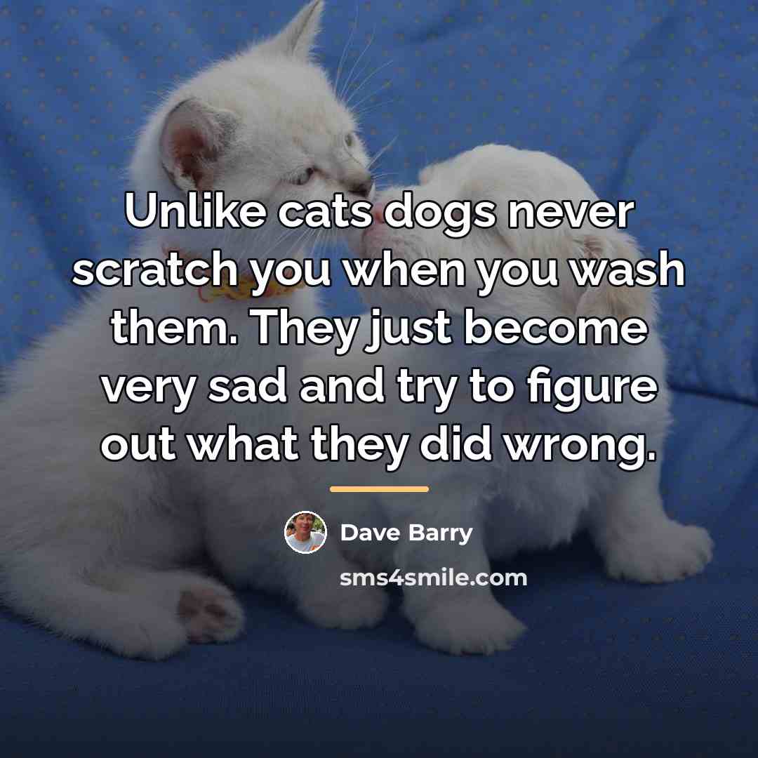 “Unlike cats dogs never scratch you when you wash them.…” quote by Dave Barry