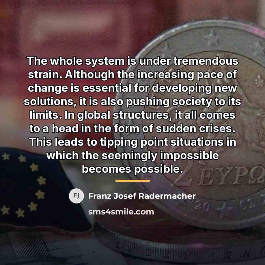 “The whole system is under tremendous strain. Although the increasing…” quote by Franz Josef Radermacher