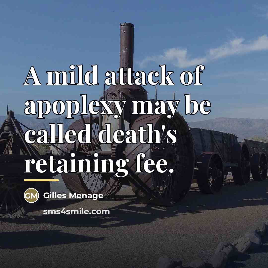 “A mild attack of apoplexy may be called death's retaining…” quote by Gilles Menage