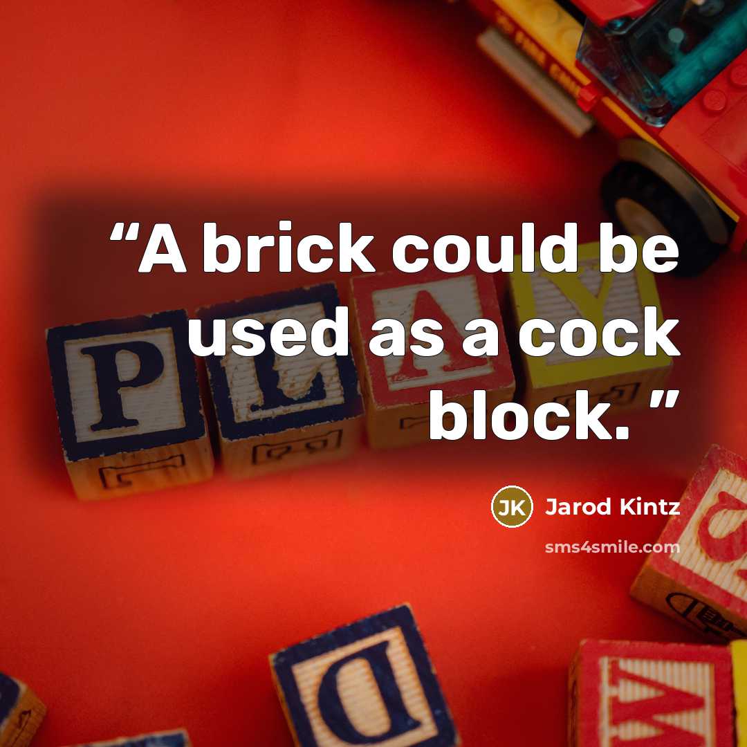 “A brick could be used as a cock block.” quote by Jarod Kintz