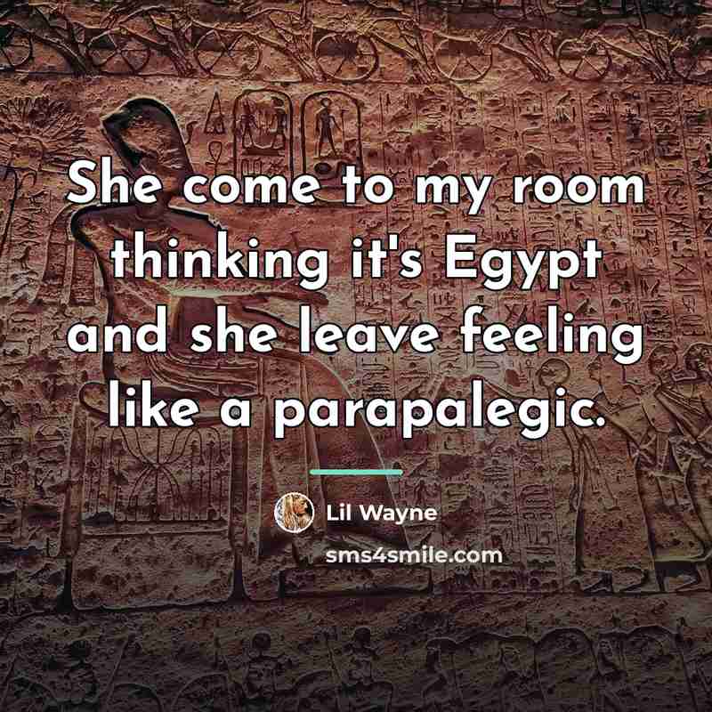 “She come to my room thinking it's Egypt and she…” quote by Lil Wayne