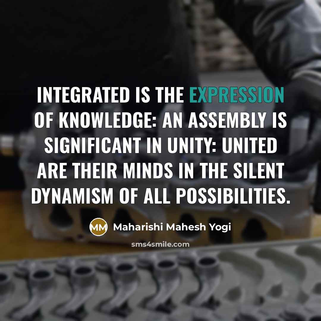 “Integrated is the expression of knowledge: an assembly is significant…” quote by Maharishi Mahesh Yogi