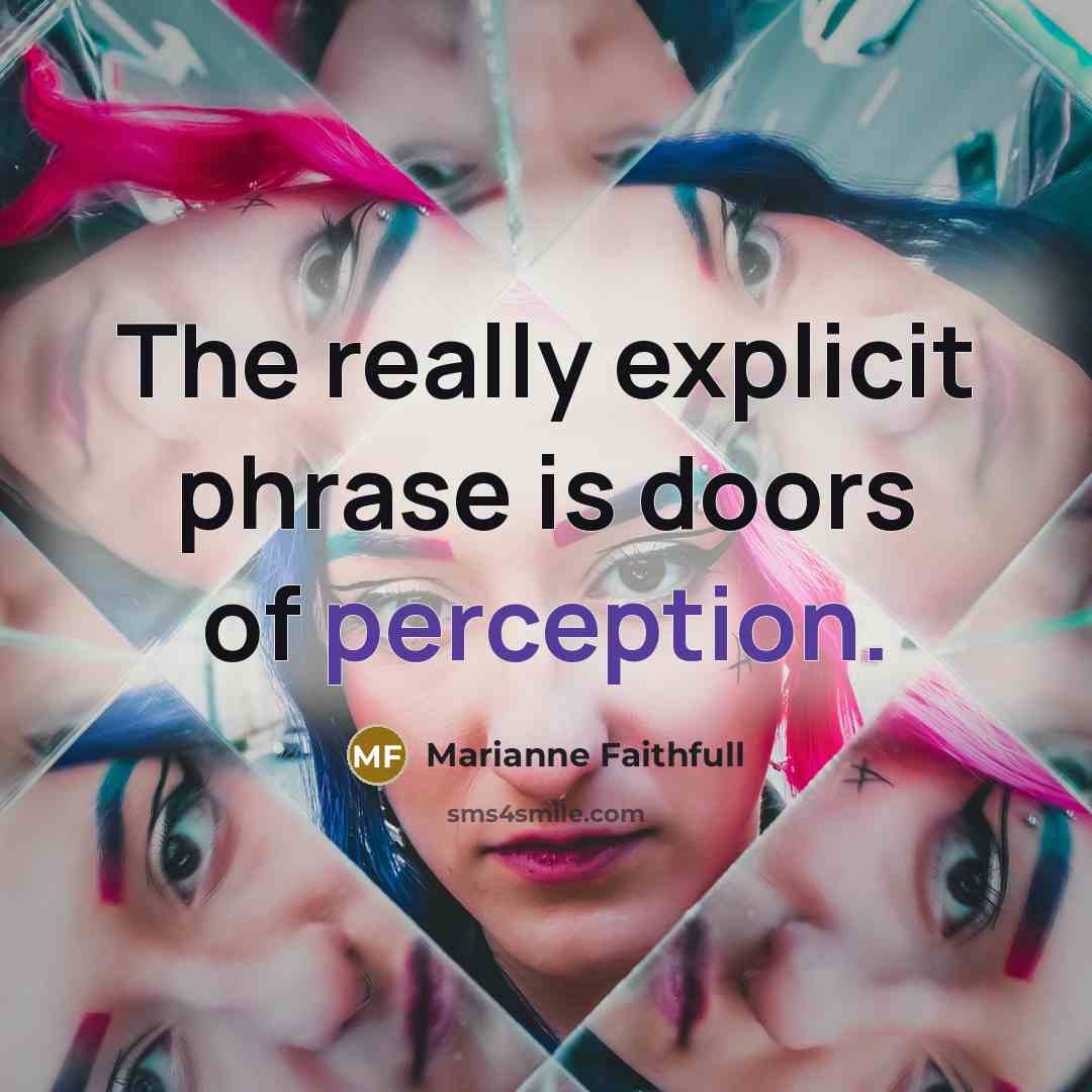 “The really explicit phrase is doors of perception.…” quote by Marianne Faithfull