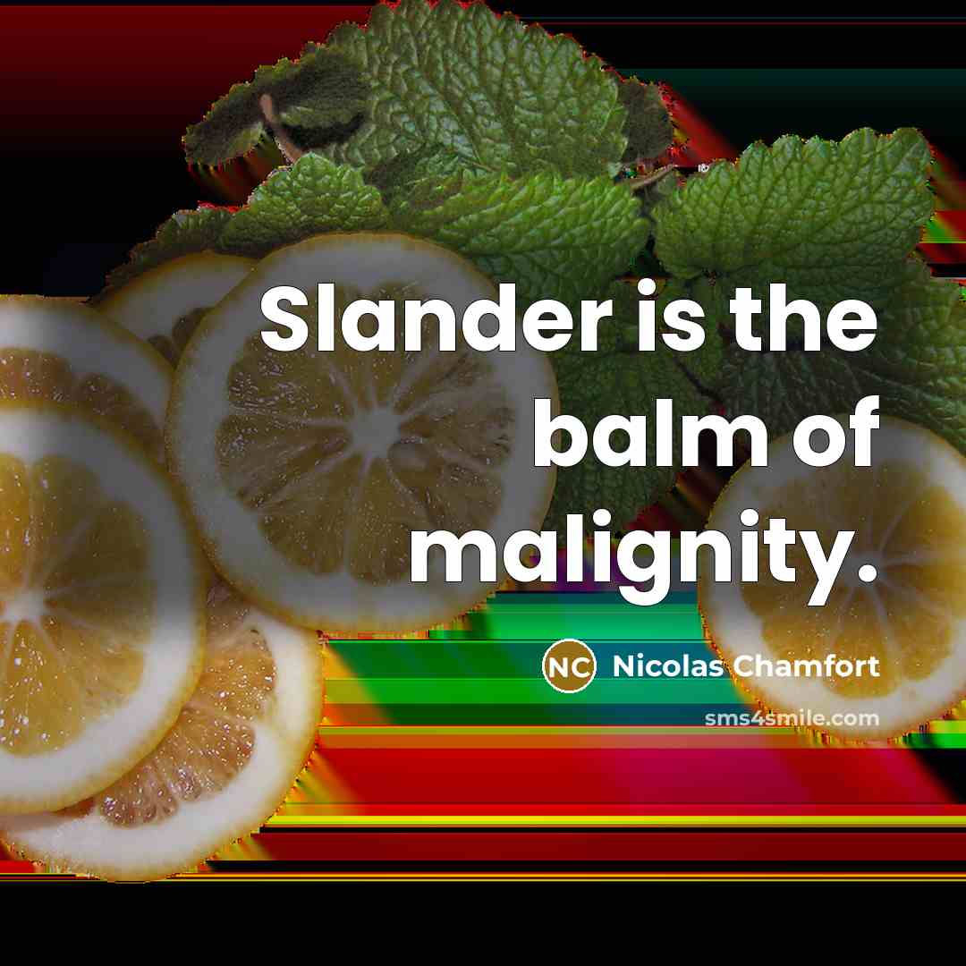 “Slander is the balm of malignity.…” quote by Nicolas Chamfort