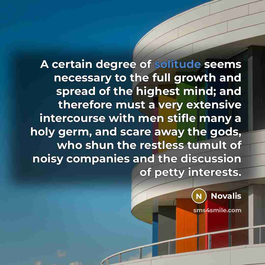 “A certain degree of solitude seems necessary to the full…” quote by Novalis