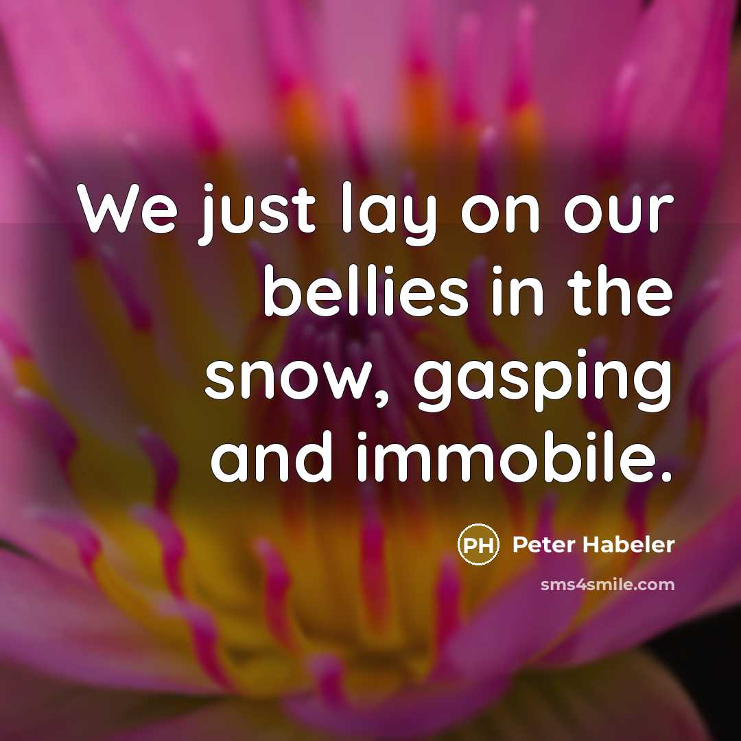“We just lay on our bellies in the snow, gasping…” quote by Peter Habeler