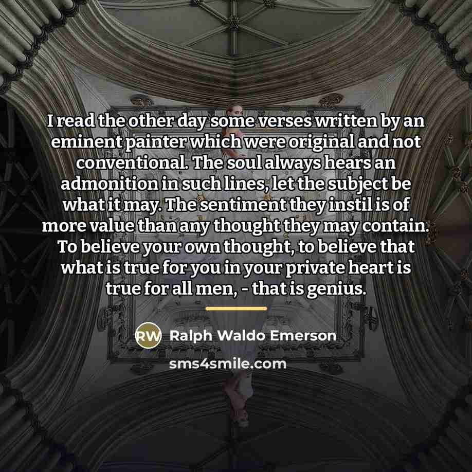 “I read the other day some verses written by an…” quote by Ralph Waldo Emerson