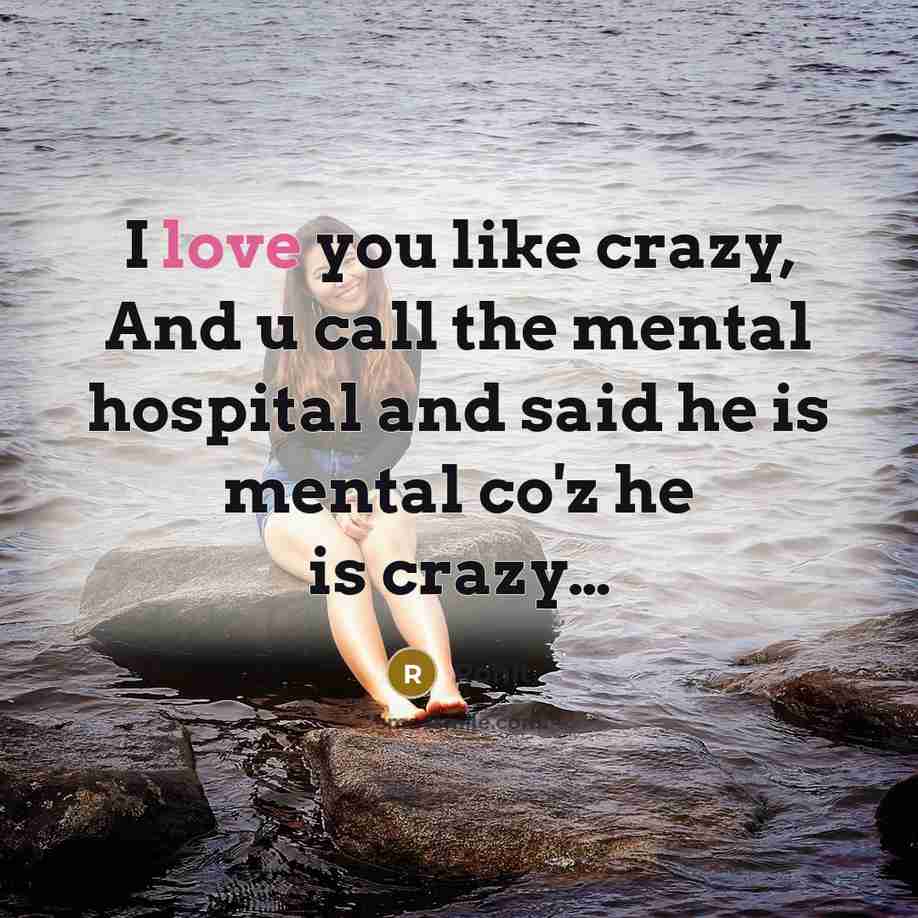“I love you like crazy, And u call the mental hospital and said he is mental co'z he is crazy…” quote by Rohit