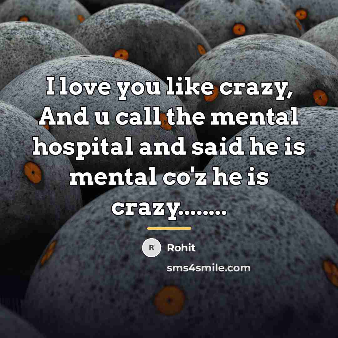 “I love you like crazy, And u call the mental…” quote by Rohit