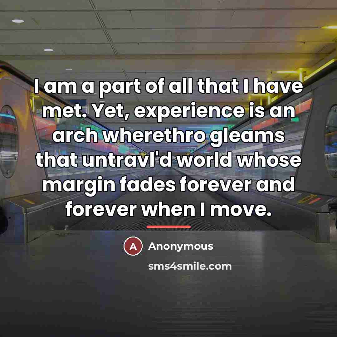 “I am a part of all that I have met.…” quote by Anonymous
