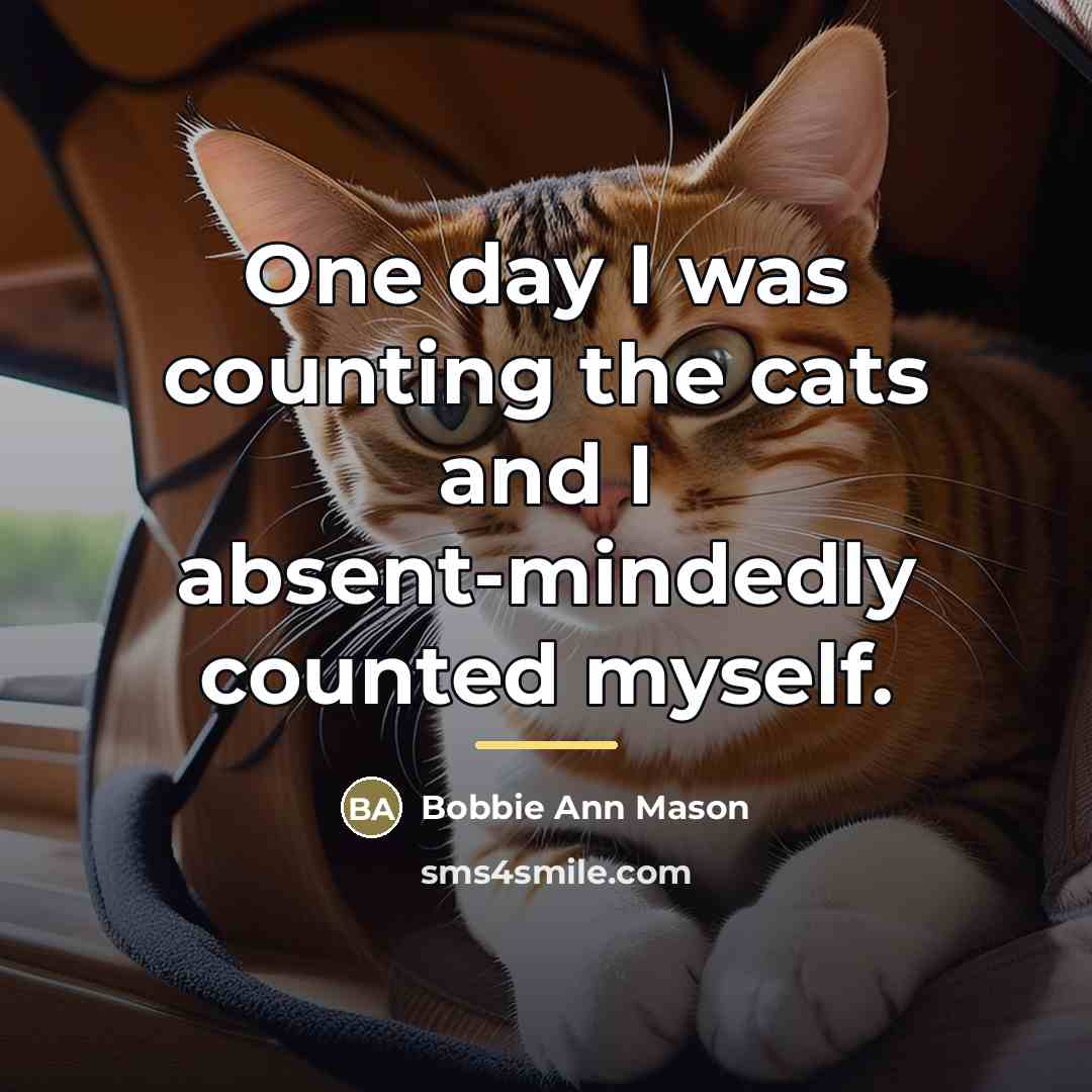 “One day I was counting the cats and I absent-mindedly…” quote by Bobbie Ann Mason