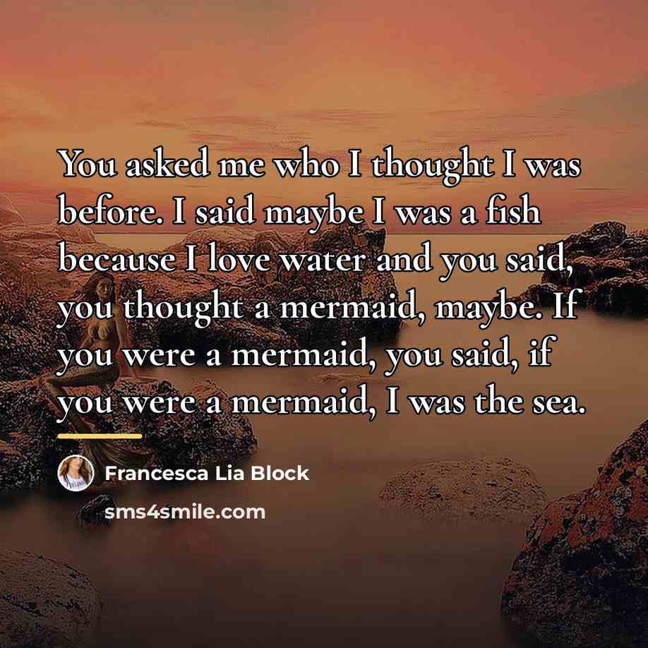“You asked me who I thought I was before. I…” quote by Francesca Lia Block